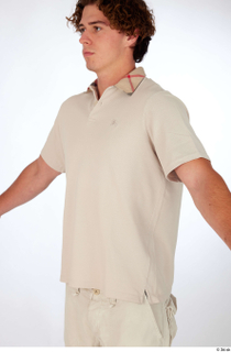 Lyle beige polo t shirt casual dressed upper body 0002.jpg